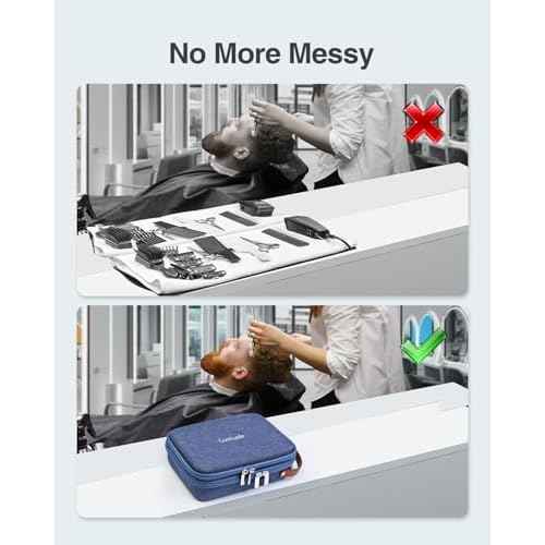 Luxtude Hair Clipper Case Travel, Portable Barber Cases, Hard Barbers Bags for Clippers and Supplies, Sturdy Trimmer Bag, Barbers Accessories for Wahl/Hatteker/Oneisal/Andis Grooming (Case Only, Blue)