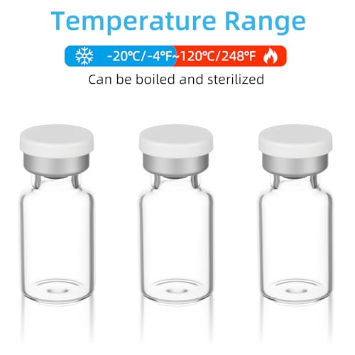 10 Pack 2ml Sealed Sample Vials Empty Transparent Storage Glass Vials with Self Healing Caps Injection Port
