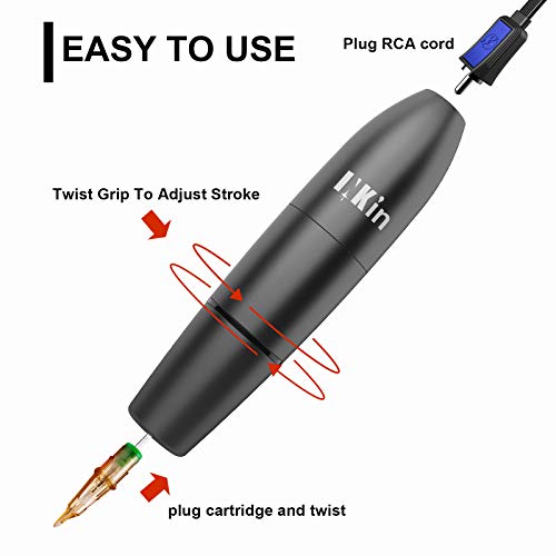 INKin Tattoo Machine Professional Tattoo Gun with Coreless Motor Rotary Tattoo Pen with RCA Connector for Tattoo Artrists and Beginners