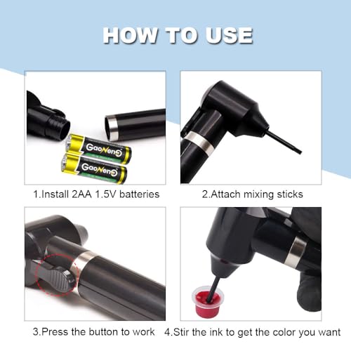 Tattoo Ink Mixer Machine Kit - Gakonp Pigment Mixer with 50Pcs Ink Mixing Sticks and 50Pcs 11mm Ink Caps Black Color Mixer Machine Electric Pigment Machine for Tattoo Supplies