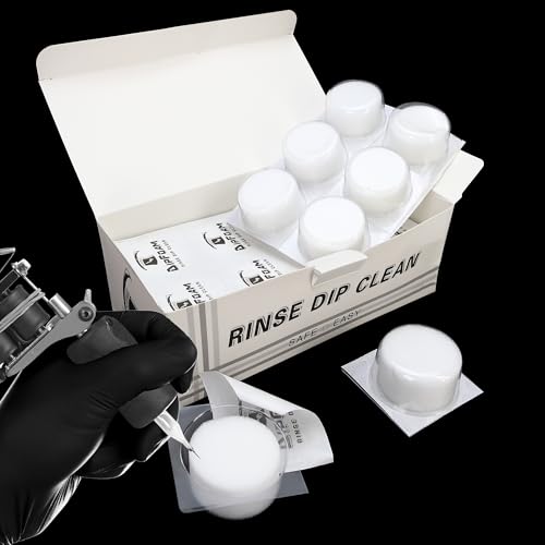 24PCS Tattoo Rinse Cups, Disposable Dip Foam Needle Cleaner Washer Caps to Clean Professional Cartridge Needle and Tip, Cleaning Tattoos Dip Cup Box Supplies
