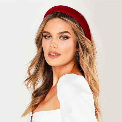 Etercycle Red Christmas Headband, 3 Different Width Thick Headbands for Women, Velvet Sponge Hairband Soft Vintage Hair Bands Padded Head Bands Hair Accessories Gifts