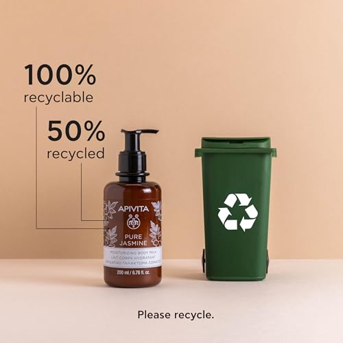 Apivita Pure Jasmine Body Milk | Moisturizes & Soothes with Jasmine, Honey & Essential Oils, 200 mL/ 6.67 oz