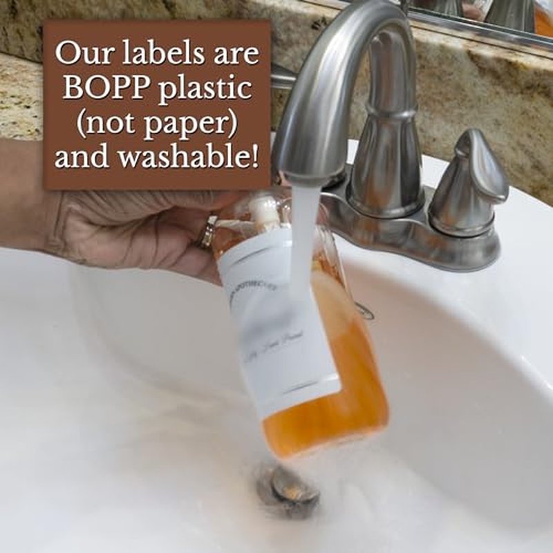 Clear Refillable Shampoo, Conditioner, and Body Wash Bottles - PET Plastic Shampoo Bottles Refillable with Oil Rubbed Bronze Pump - Waterproof Labels - 16 oz, 3 Pack