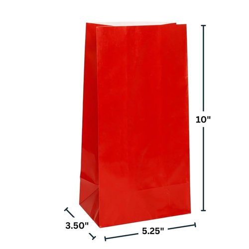 Ruby Red Party Paper Bag | 10" x 5" | 12 Pcs