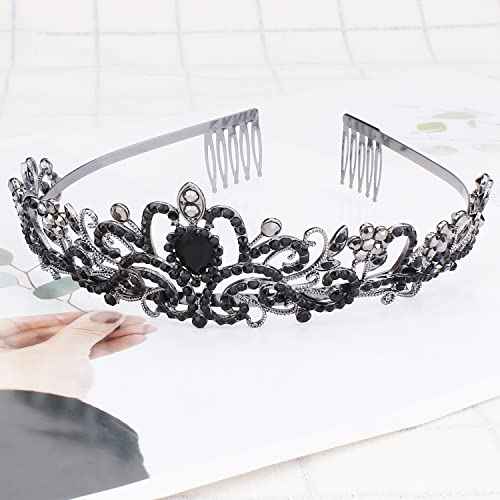 Didder Tiaras for Women, Black Crystal Crowns for Women Princess Crown Tiaras and Crowns for Women Girls Women's Headbands Halloween Christmas Bridal Wedding Prom Birthday Party Gift