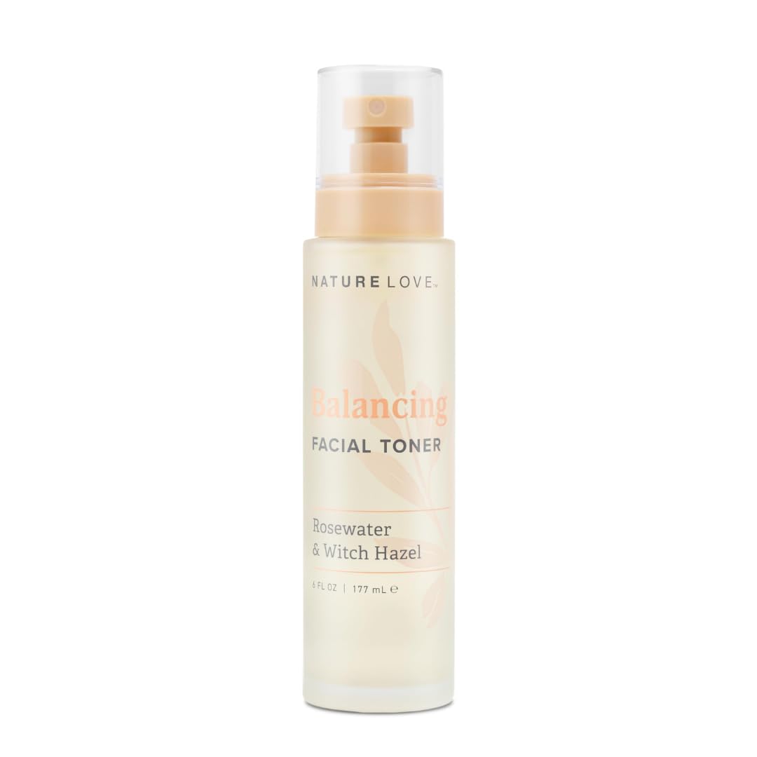 Nature Love Balancing Facial Toner - with Rosewater & Witch Hazel | Removes Excess Oil & Impurities | Paraben Free (6 Fl Oz)