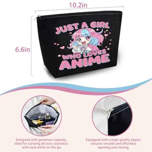 Anime Gifts for Women Anime Lover Gifts for Women Friend Sister Animes Fans Makeup Bag Cosmetic Pouch with Zipper Travel Toiletry Makeup Organizer Kawaii Animes Merch Stuff Accessories