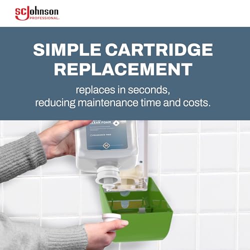 SC Johnson Professional Clear Foam Dispenser and Refill Starter Kit, Kids Wall Mount Soap Dispenser for Hand Soap, 1 Clear Foam Hand Wash, 1 Liter Cartridge, 33.8 fl. oz., for Professional Use Only