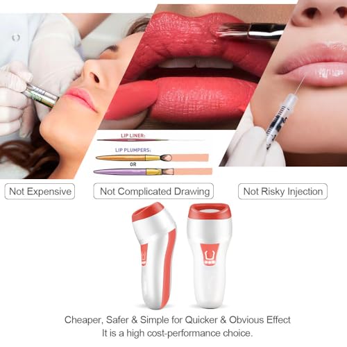 Lip Plumper Device - Automatic Fuller Lip Plumper Device USB Charging, Portable Size, 2 Styles for Lips Makeup (Orange)