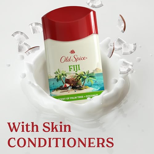Old Spice Men's Antiperspirant & Deodorant, 24/7 Lasting Freshness, Advanced Sweat & Odor Protection with Skin Conditioners, Invisible Solid, Fiji with Palm Tree Scent, 3.4 oz (Pack of 3)