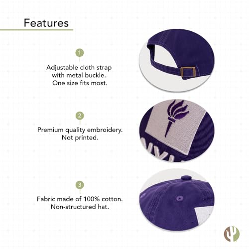 Desert Cactus New York University Baseball Hat NYU Violets Brimmed Embroidered Cap Adjustable Cloth Strap Adult (Style A)