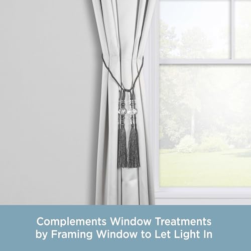 Kenney KN99712 Small Decorative 22" Beaded Rope Tassel Tieback for Curtains and Drapes, 1-Pack, Charcoal