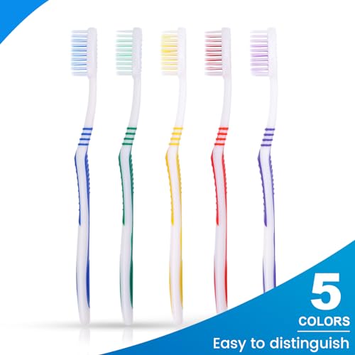 200 pcs Bulk Toothbrushes Individually Wrapped, Colorful Manual Disposable Travel Toothbrush for Adult, Kid, Soft Bristles for Travel, Hotels (5 Colors)