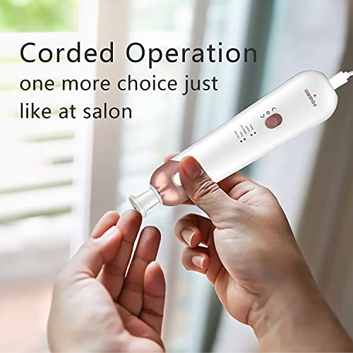 Professional Manicure Pedicure Kit, Electric Nail File Set, Cordless Electric Nail Drill Machine, 5 Speeds Hand Foot Care Tool for Nail Grind Trim Polish(White)