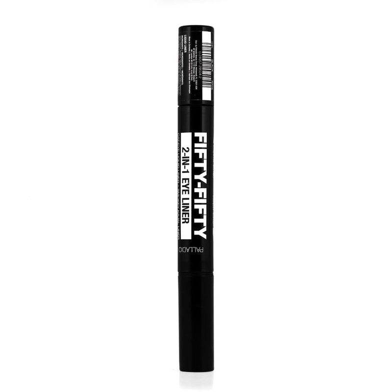 Palladio Fifty-Fifty Eye Liquid Liner, Dual Ended, Professional Eye Styling, Ultra-Soft Kajal crayon and Super Precise Fiber Tip Liner, Smoky and Defined Looks, Smudge Proof, Quick Drying, Black Cat
