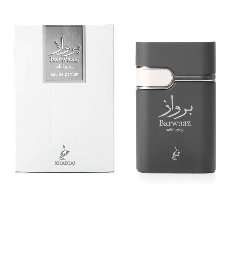 KHADLAJ PERFUMES Barwaaz Solid Grey Eau de Parfum Spray for Unisex, 3.4 Ounce
