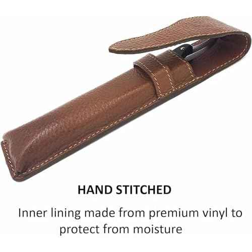 Parker Leather Razor Case?Saddle Brown Full Grain Hand-Stitched Sleeve for Straight Razors, Barber Razors | Compact Travel Pouch | Durable Blade Guard for Dopp Kits & Toiletry Bags | Iconic Brand