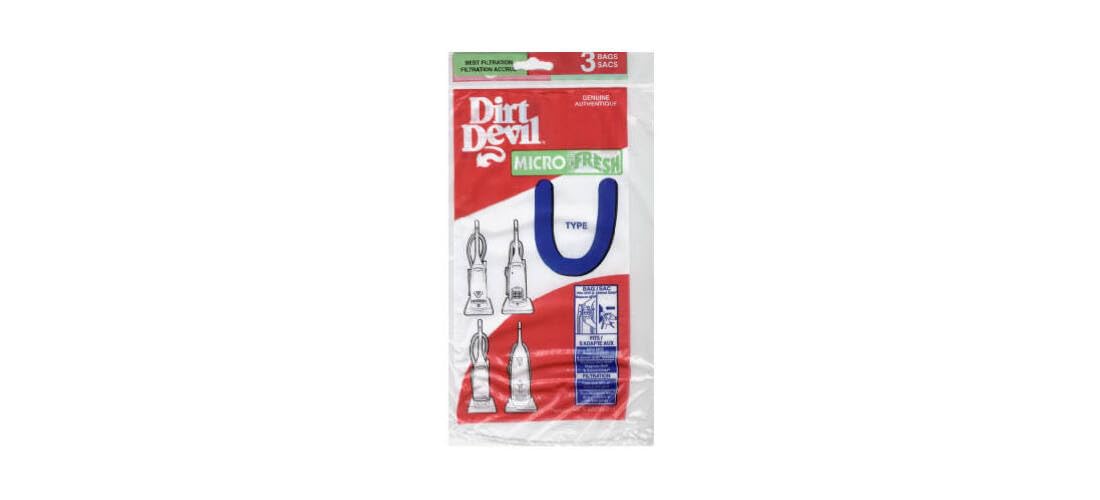 Dirt Devil Type U Microfresh Vacuum Bags (3-Pack), 3920750001, 3 Count (Packaging may vary) , white