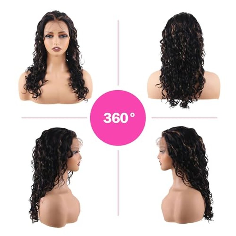 13x6 Lace Front Wigs Human Hair Balayage Highlight Ombre Body Wave Lace Front Wigs Human Hair Pre Plucked 180% Density HD Lace Glueless Wigs for Black Women 20 Inch FS1B/30