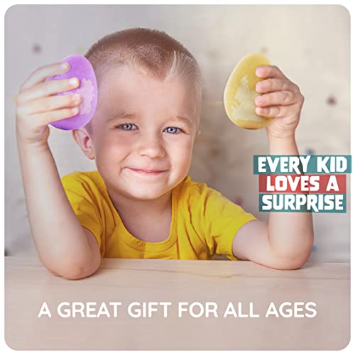 Dan&Darci Dino Egg Bath Bombs for Kids - Kid Baths Bomb with Surprise Inside - Dinosaur Toys Gift for Boys and Girls Ages 6 7 8 Years Old Gifts - Fun Educational Toy Fizzy - Basket Stuffers