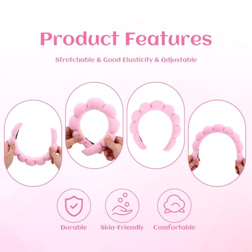 Women's Spa Headband, P!nk - Hairband for Facial Skincare, Makeup Removal, Yoga, Sports - Soft, Comfortable, Absorbent Microfibers, One Size Fits Most, Unisex-Adults, 1 Count