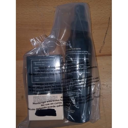 Hair Illusion Black Real Fibers and Holding Spray for Women & Men - Natural Texture, Non-Synthetic Cover Up for Thinning Hair and Bald Spots - 18 Gram