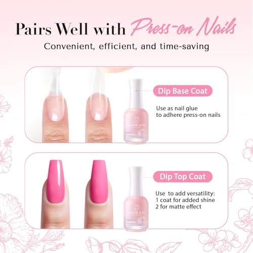 AZUREBEAUTY Dip Powder Liquid Set, 4Pcs 15ml/0.5oz Dipping Base Activator and Top Coat Brush Saver Nail File Necessary Tools for Dip Kit No Lamp Needed