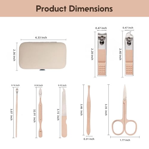 7 Pcs Manicure Set with Nail Clippers Scissors Files, Portable Grooming Kit for Home Office Travel with Storage Case
