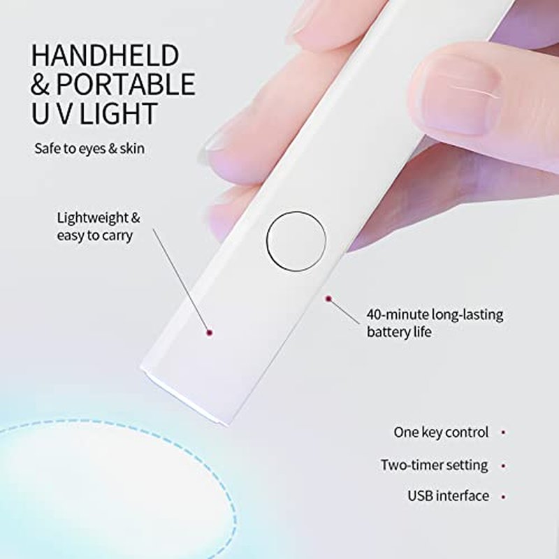 SAVILAND U V Light for Nails: Handheld Gel Lamp for Gel Nails Flash Cure Lamp for LED Nail Lamp Portable Mini Nail Dryer Polish Nail Glue USB Flashlight Home DIY Manicure Art
