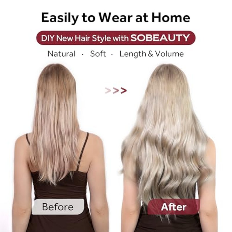 Clip in Hair Extensions Real Human Hair Seamless Clip Ins 100% Remy Hair Extensions PU Skin Weft Add Volume Ash Blonde Highlights Thick&Invisible #P18/613 16Inch 120G 8PCS