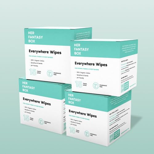 Her Fantasy Box | Everywhere Wipes – 100% Organic Cotton, Gentle & Refreshing, pH-Balanced, Fragrance-Free, Plant-Powered for Body, Face & Intimate Areas, Ideal for Sensitive Skin - 1 Pack, 15 Wipes