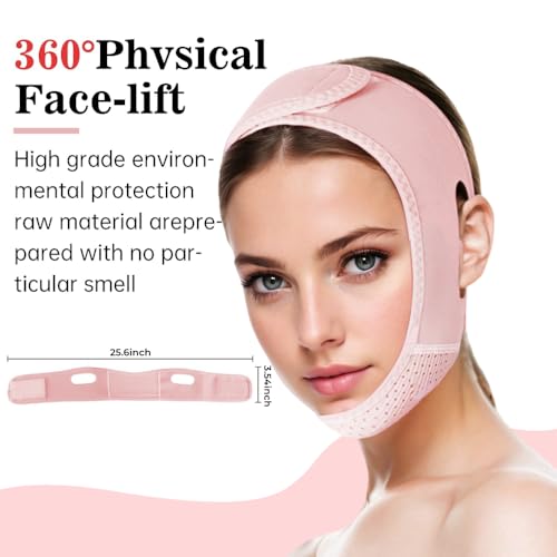 V Line Lifting Mask Chin Strap for Sleeping, V Line Lifting Mask for Women,Jaw Exerciser£¬Medium,LightPink