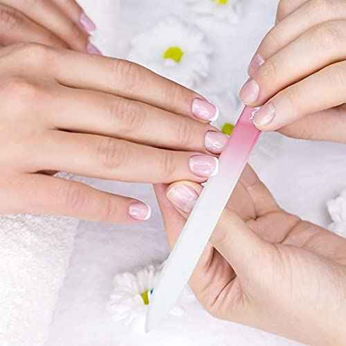 Crystal Glass Nail File with Case Pack 6, Professional Nail Files, Czech Glass Nail File Double Sided Glass Fingernail Files for Natural & Acrylic Nail Care, Nail Tool Home & Saloon Travel Friendly