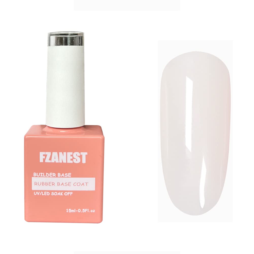 FZANEST Builder Gel Milky White Gel Polish Rubber Base For Nail Strengthener Extension LED Lamp Cured Color Base Nail Polish in Bottle