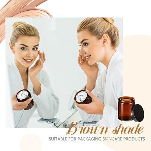 Lallisa 32 Pieces 8 oz Amber Round Glass Jars Empty Leakproof Candle Making Jars Amber Containers with Lids Dishwasher Safe Refillable Containers for Cosmetic Face Creams Body Butter Lotions Storage