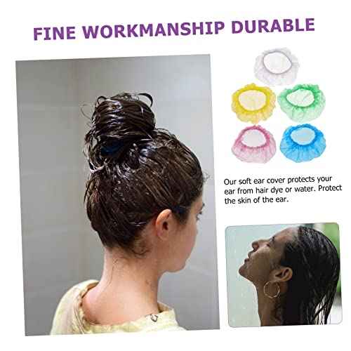 minkissy 100pcs Hair Dyeing Ear Caps Earmuffs for Bathing Sleep Hair Treatment Boys and Girls Disposal Ear Covers