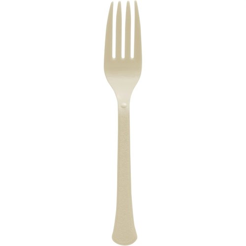 Amscan Vanilla Creme Premium Heavy Weight Plastic Forks Pack of 20, Party Supply, Full size