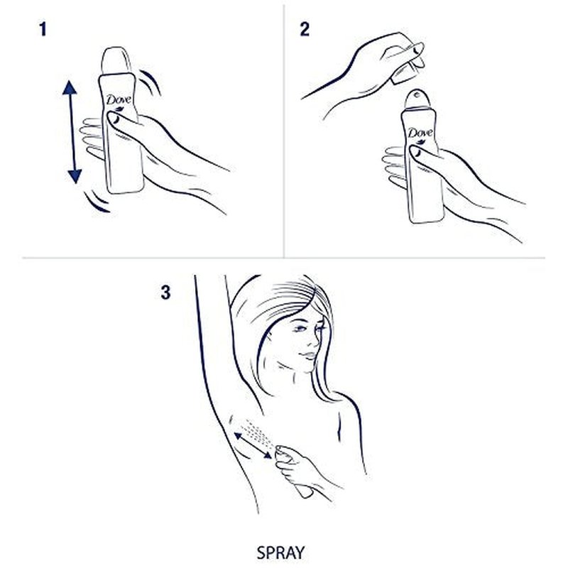 Dove Antiperspirant Dry Spray - Invisible - Clear Finish - 3.8 OZ (107 g) Per Can - Pack of 3 Cans