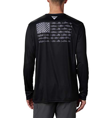 Columbia Men's Standard Terminal Tackle PFG Fish Flag LS, Black/Graphite, Small