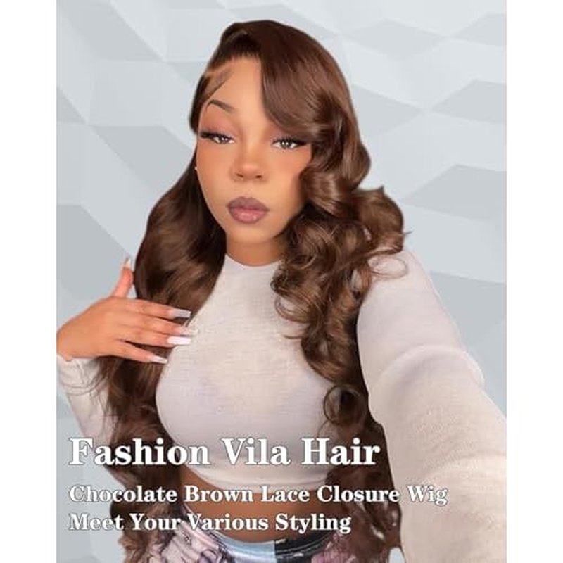 5X5 Glueless Wigs Human Hair Pre Plucked Pre Cut Chocolate Brown Lace Front Wig 22 Inch 5x5 Wear and Go Glueless Lace Closure Wig Body Wave Reglular HD Lace Front Wigs 4# Brown Colored Wig