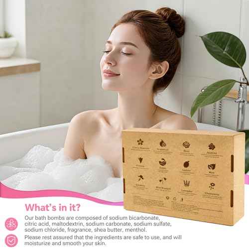 Bath Bombs for Women, 12 PCS Bath Set, Natural Bubble Bathbombs with Shea Butter, Dry Skin Moisturizing, Present for Mother¡¯s Day, Birthday, Valentine¡¯s Day for Mom, Wife, Her, Girls