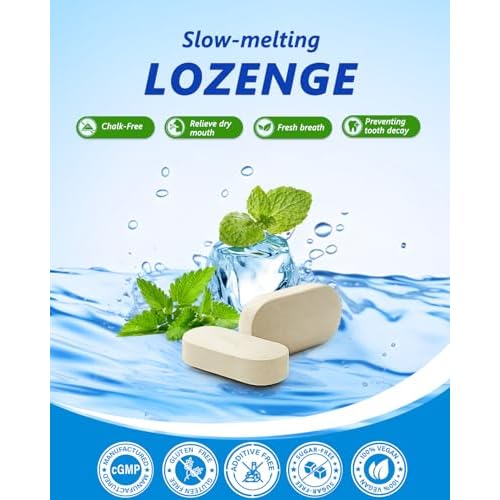 Oral Probiotics Lozenges for Mouth Bad Breath & Gum Repair - Mineral Fusion with Zinc + Calcium for Dry Mouth Relief, Enamel Shield, Mint Flavor with Xylitol - 180 Lozenges, Sugar-free