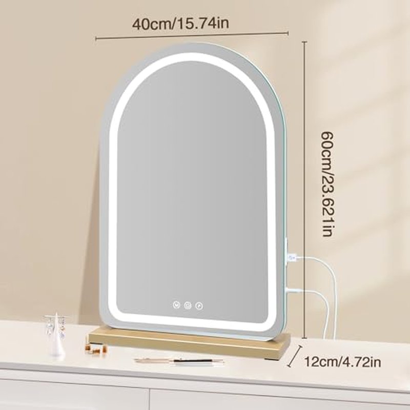 16" x 23.6" Large Makeup Vanity Mirror with Lights for Dressing Room and Bedroom,3 Color Modes,Memory Function