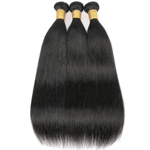 Human Hair Bundles Straight Brazilian Virgin Straight Human Hair 3 Bundles Weaves 100% Unprocessed 16 18 20inch Bundles Natural Black
