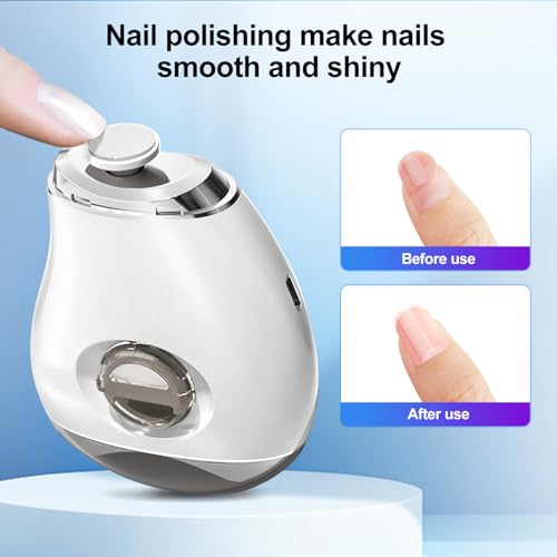 Electric Nail Clipper with LED Light & 3 Speeds, Fingernail Cutter and Polisher 2 in 1 Design, Nail Scraps Storage Rechargeable Safety Fingernail Trimmer for Baby Seniors and Adult