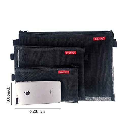 Mesh Cosmetic Bag Mesh Makeup Bag Set Nylon Bag With Zipper Toiletry Beauty Storage Bags Zipper Pouch Cosmetic Organizer Travel Accessories Kit Set Portable Storage, 8 PCS Black A