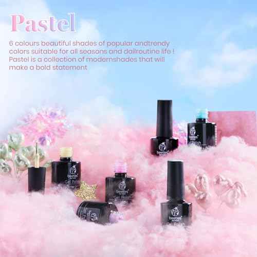 Beetles Pastel Gel Polish Set - 6 Colors Pink Yellow Blue Green Purple Soak Off Nail UV Lamp Gel Nail Kits Decorations Nail Art Gifts