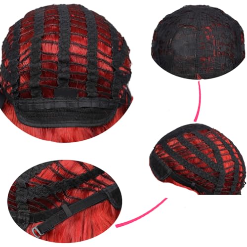 Baruisi Long Curly Wavy Red Wigs for Women Side Part Natural Looking Cosplay Synthetic Fiber Wig Heat Resistant Replacement Hair