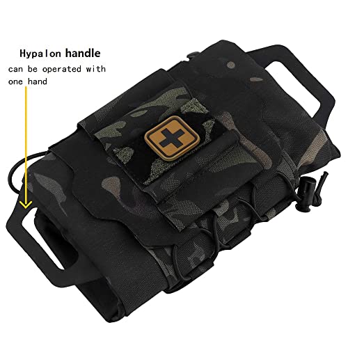 Tactical Military Pouch MOLLE Rapid First-aid Belt Pouch Survival Two-Piece System Med Roll Carrier Hypalon Handle Bag